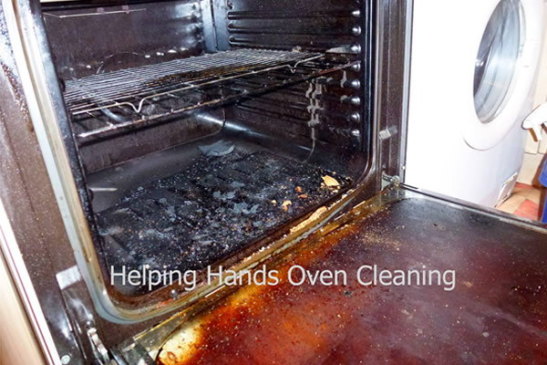 very dirty oven before cleaning